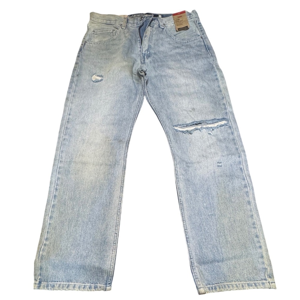 Levi's SilverTab Jeans Mens 32x30 Distressed Thrashed Light Wash Blue Y2K Baggy